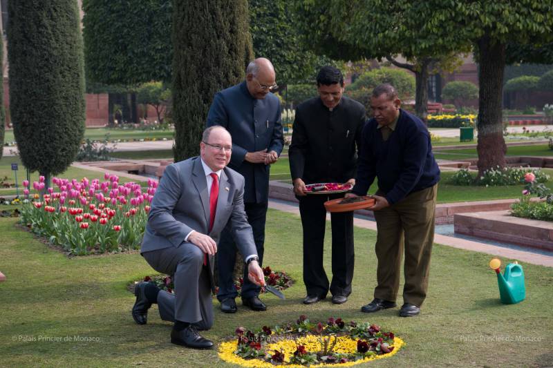 Prince Albert pays tribute to Gandhi and Meets India’s President