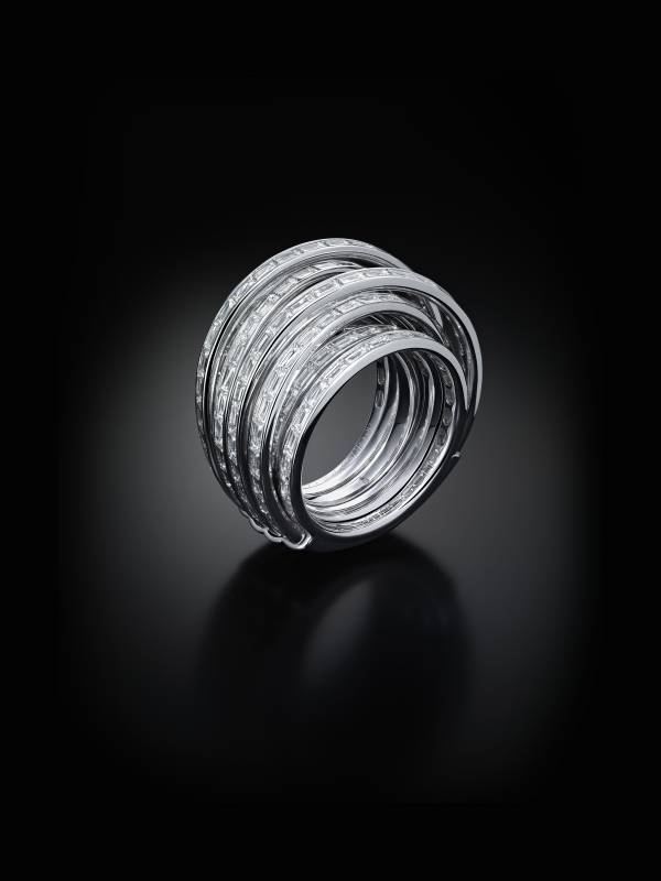 Allegra Rings, Or gris, Diamants baguettes