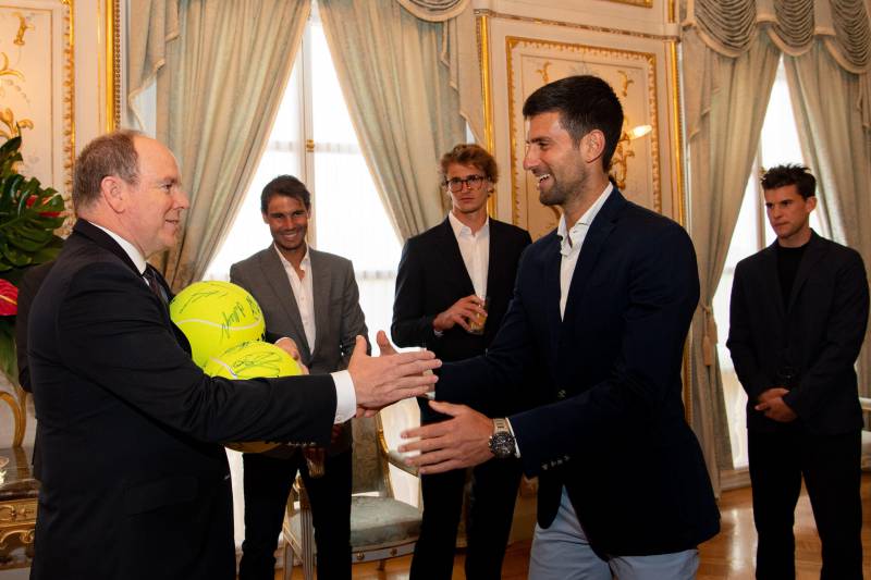 The stars of tennis received by H.S.H. Prince Albert II Sovereign Prince of Monaco at the Palace