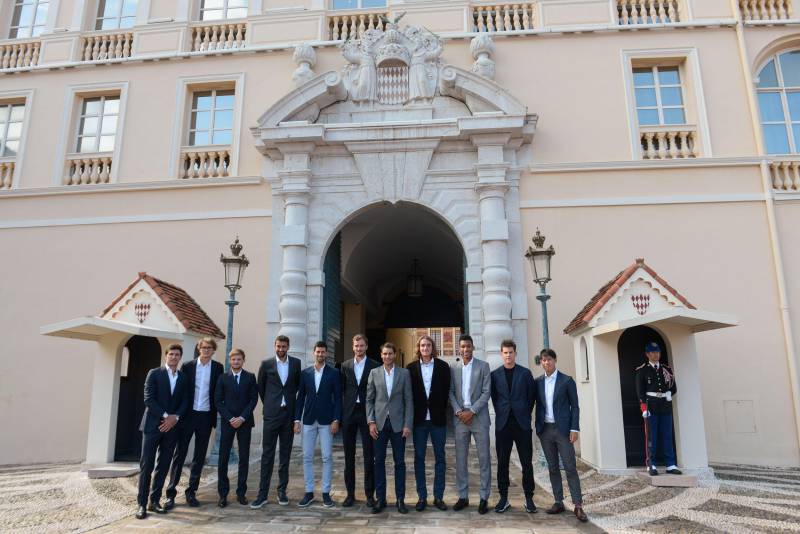 The stars of tennis received by H.S.H. Prince Albert II Sovereign Prince of Monaco at the Palace