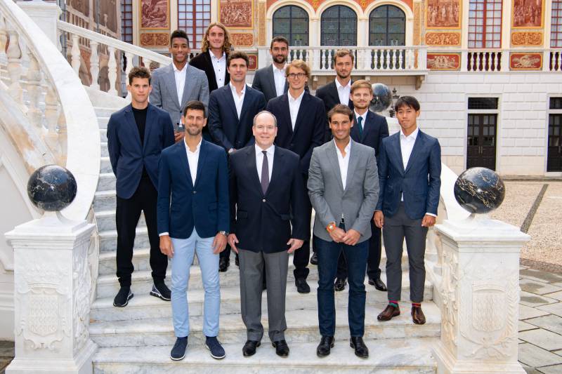 The stars of tennis received by H.S.H. Prince Albert II Sovereign Prince of Monaco at the Palace