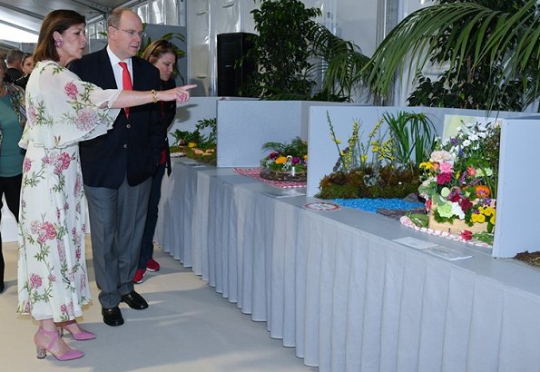 Princess Caroline and Prince Albert at the Bouquet Competition