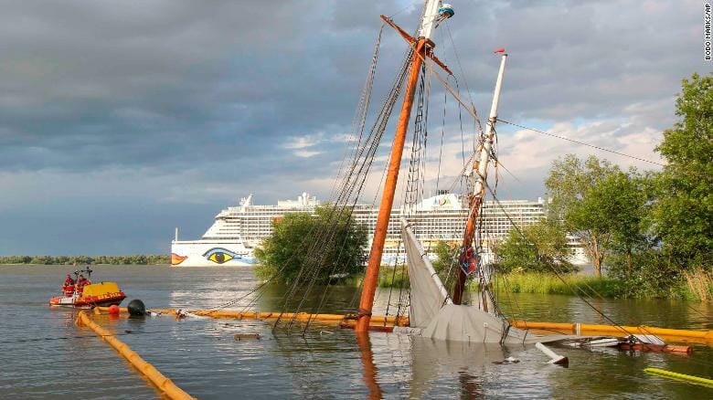 The 1883 sailing ship Elbe No 5 sinks near Hamburg