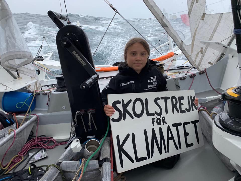 The Statue of Liberty Greets Greta Thunberg as she Braves the Waves In Malizia II with Pierre Casiraghi to Save the Planet