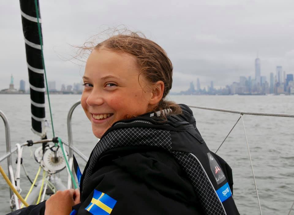 The Statue of Liberty Greets Greta Thunberg as she Braves the Waves In Malizia II with Pierre Casiraghi to Save the Planet