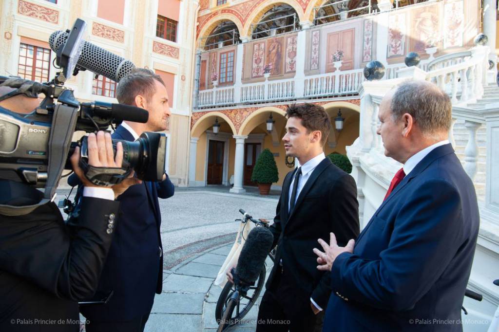 Charles Leclerc celebrates his F1 Victories with Prince Albert