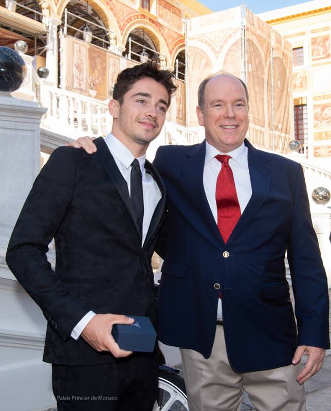 Charles Leclerc celebrates his F1 Victories with Prince Albert