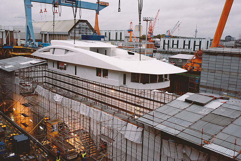 77m superyacht Project Black Shark takes shape at Nobiskrug