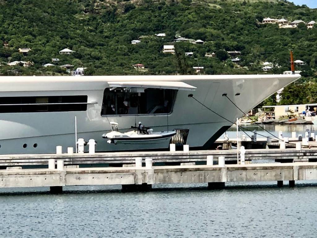 110m Feadship superyacht Anna lowering tenders in Antigua