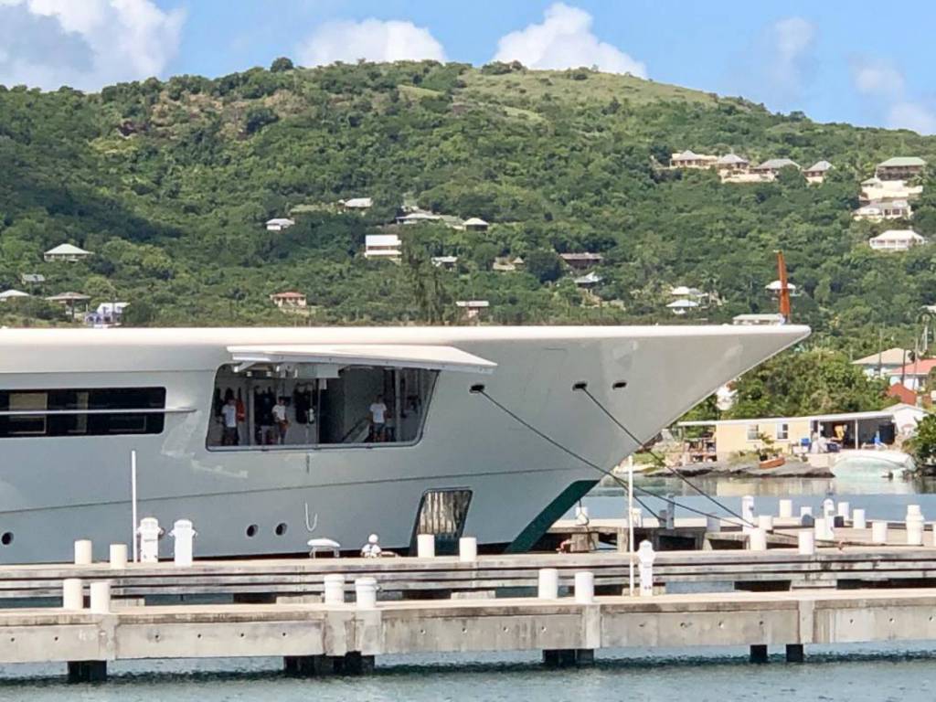 110m Feadship superyacht Anna lowering tenders in Antigua