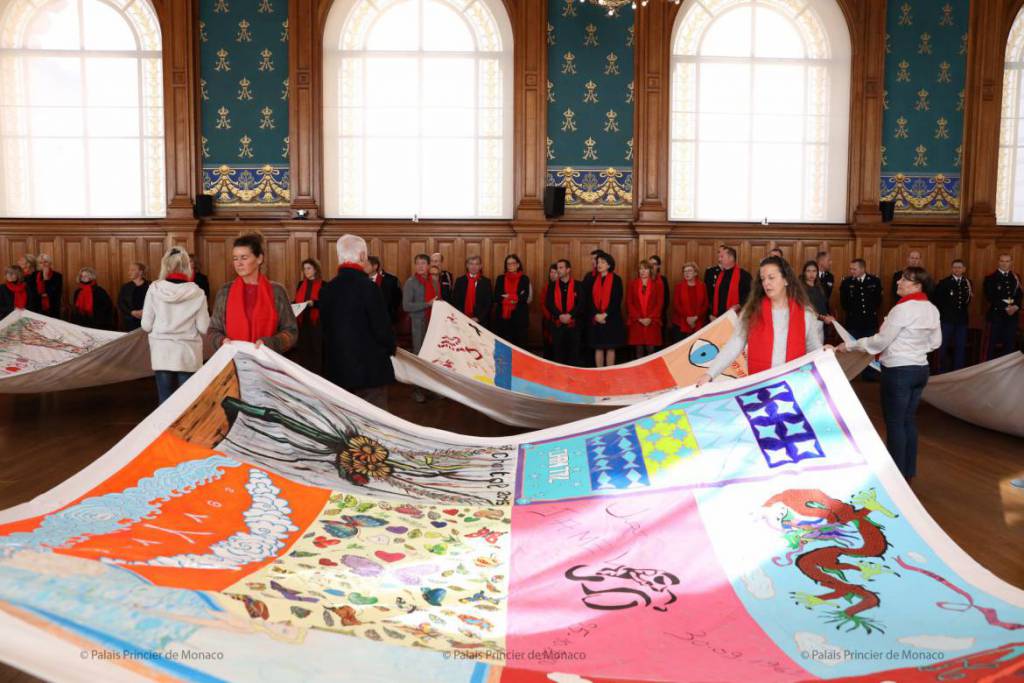 Princess Stephanie at Fight Aids Monaco Quilt Presentation