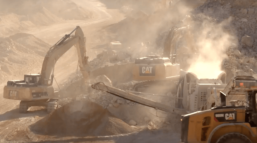 Extrancting the stones that will soon make up the Anse du Portier Seafront Extension foundation