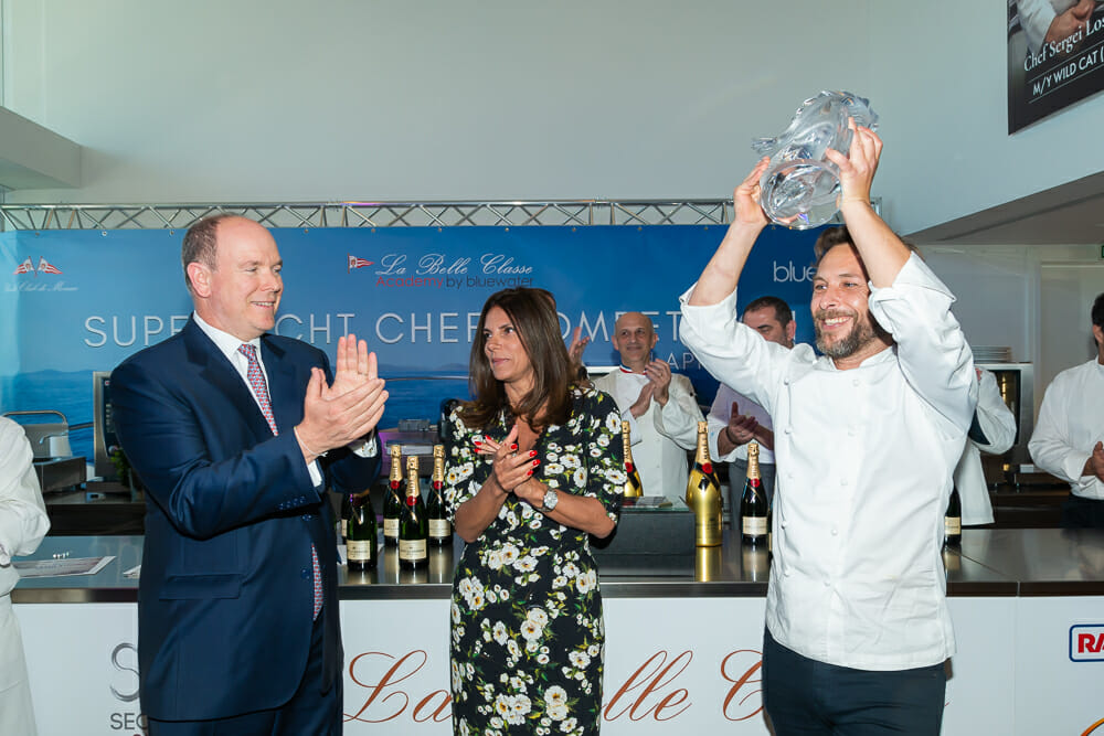 9th Annual Chef Competition Award Ceremony: H.S.H. Prince Albert II of Monaco and the chef Pablo Albuerne, winner of the 2018 edition.