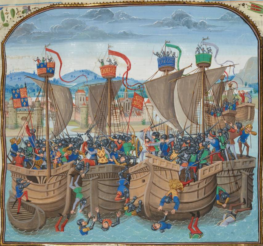 A miniature of the battle from Jean Froissart's Chronicles, 15th century. BNF, fr. 2643 fol. 72.