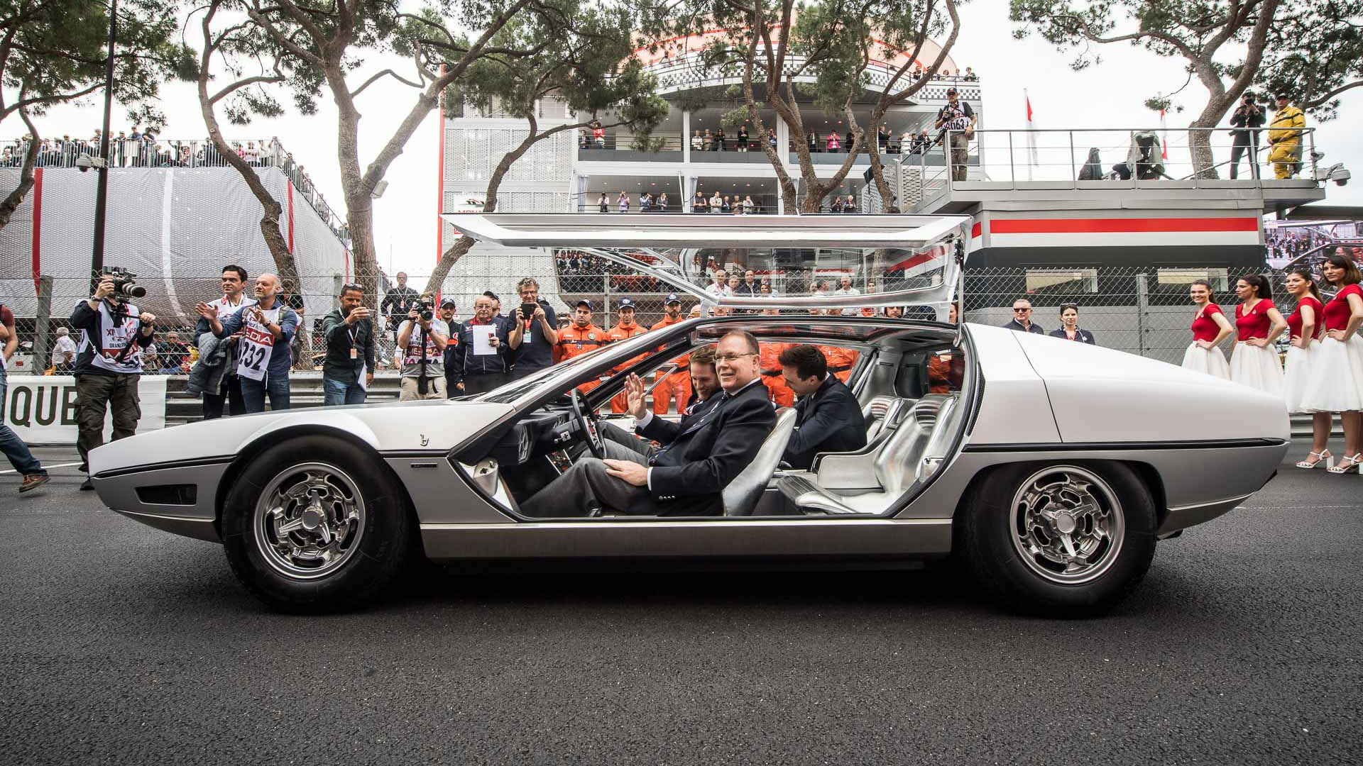 Prince Albert II drives a 1967 Lamborghini Marzal