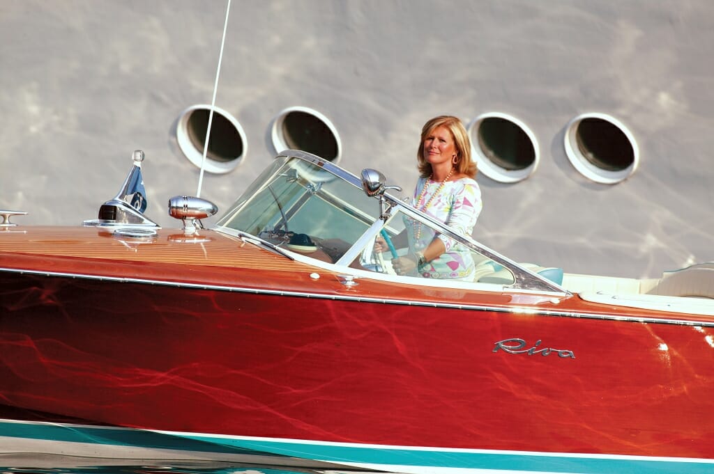 Lia Riva with Aquarama speedboat