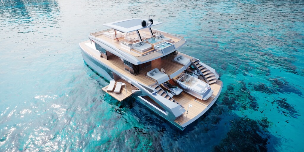 24-metre power catamaran by Lazzara Ombres Architects