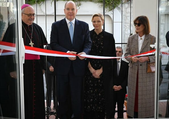 Princess Charlene and Princess Caroline attended the opening of Diocesan House