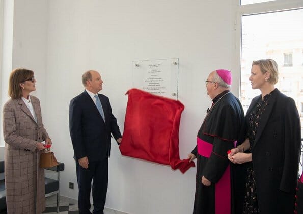 Princess Charlene and Princess Caroline attended the opening of Diocesan House