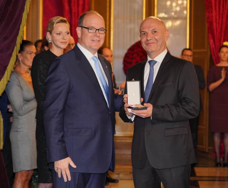 Prince Albert presents Medals to Orders of St. Charles and Grimaldi