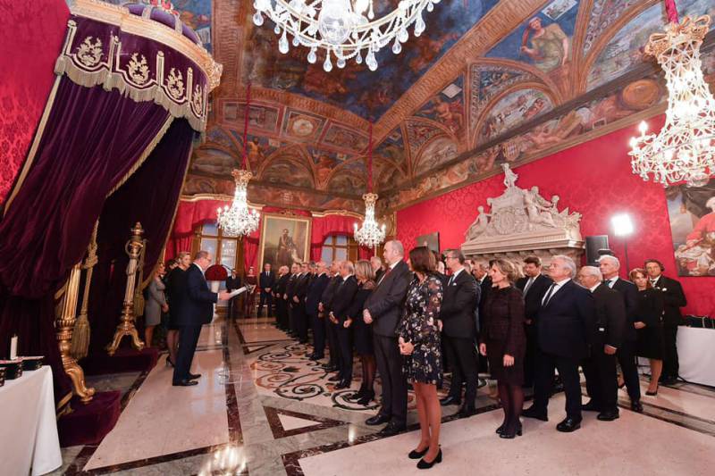 Prince Albert presents Medals to Orders of St. Charles and Grimaldi