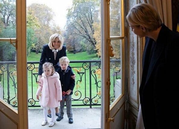 Brigitte Macron hosted Princess Charlene and her twins