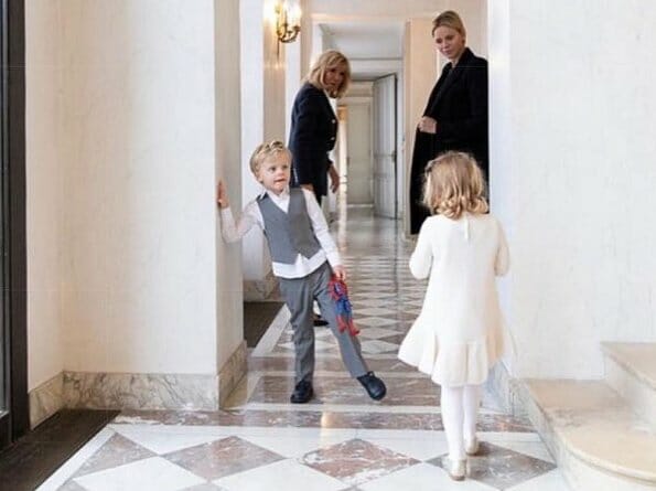 Brigitte Macron hosted Princess Charlene and her twins