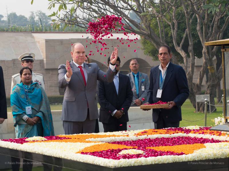 Prince Albert pays tribute to Gandhi and Meets India’s President