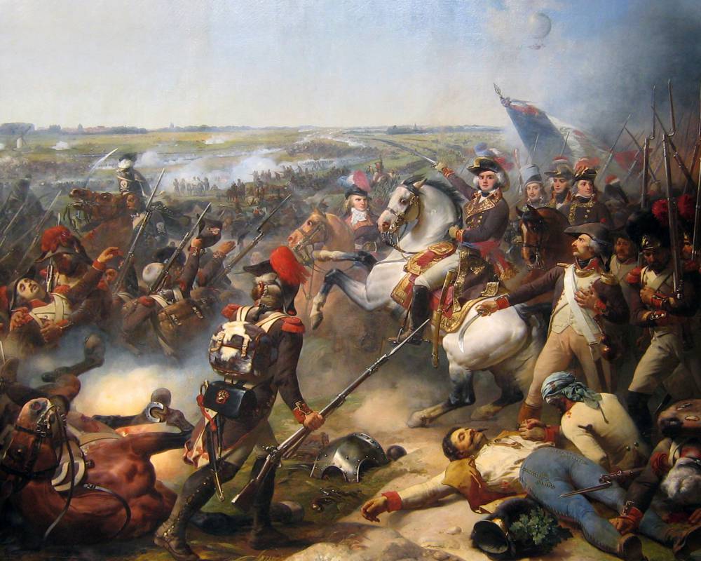 Battle of Fleurus, June 26. 1794, French troops led by Jourdan beat back the Austrian army