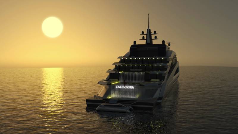 135m gigayacht concept California by Kurt Strand