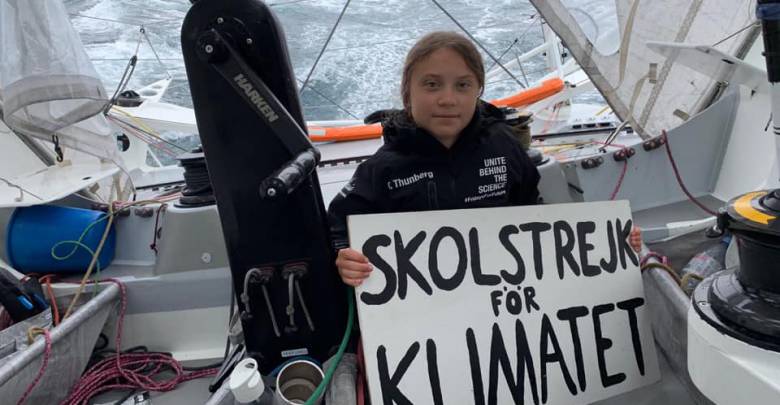 The Statue of Liberty Greets Greta Thunberg as she Braves the Waves In Malizia II with Pierre Casiraghi to Save the Planet