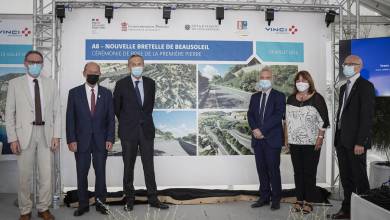 Laying of the first stone, New Beausoleil slip road on the A8 motorway