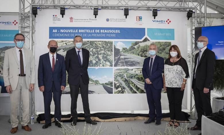 Laying of the first stone, New Beausoleil slip road on the A8 motorway