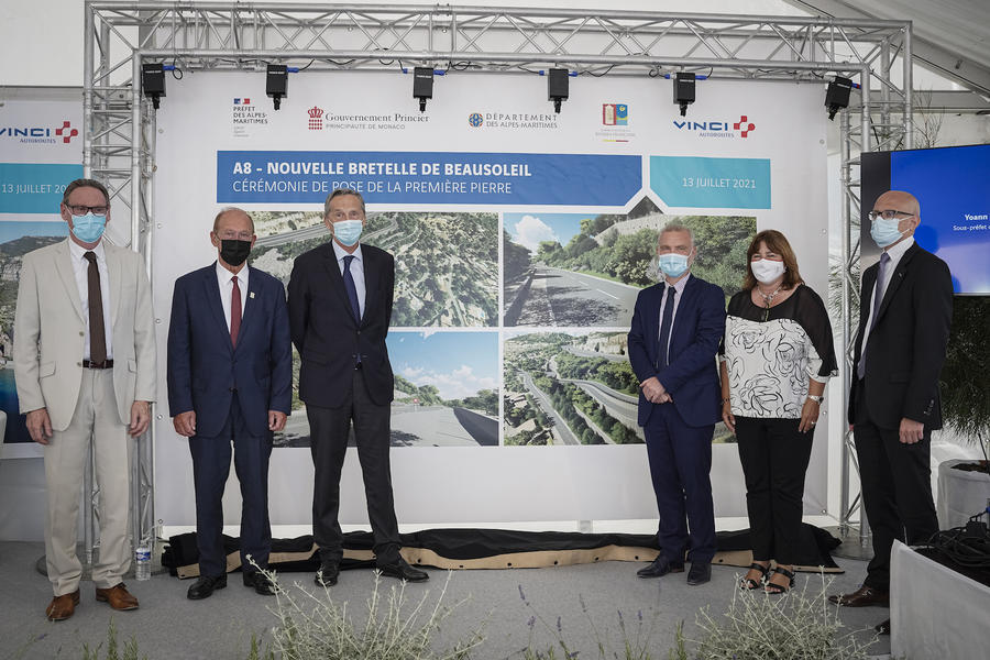 Laying of the first stone, New Beausoleil slip road on the A8 motorway