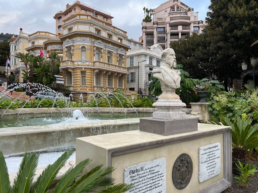 Bust for Charles III, Prince of Monaco, in the Boulingrins Gardens