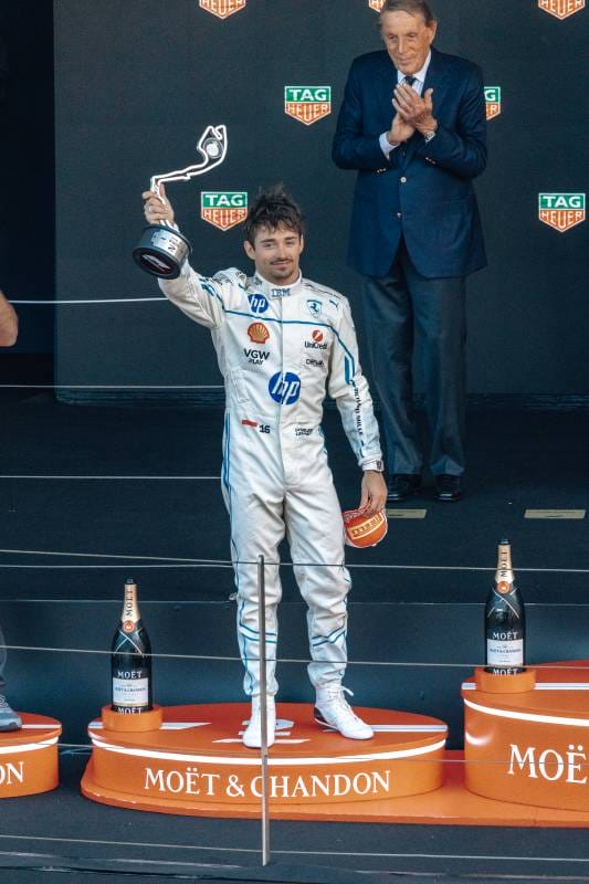 Charles Leclerc (Ferrari) on the podium